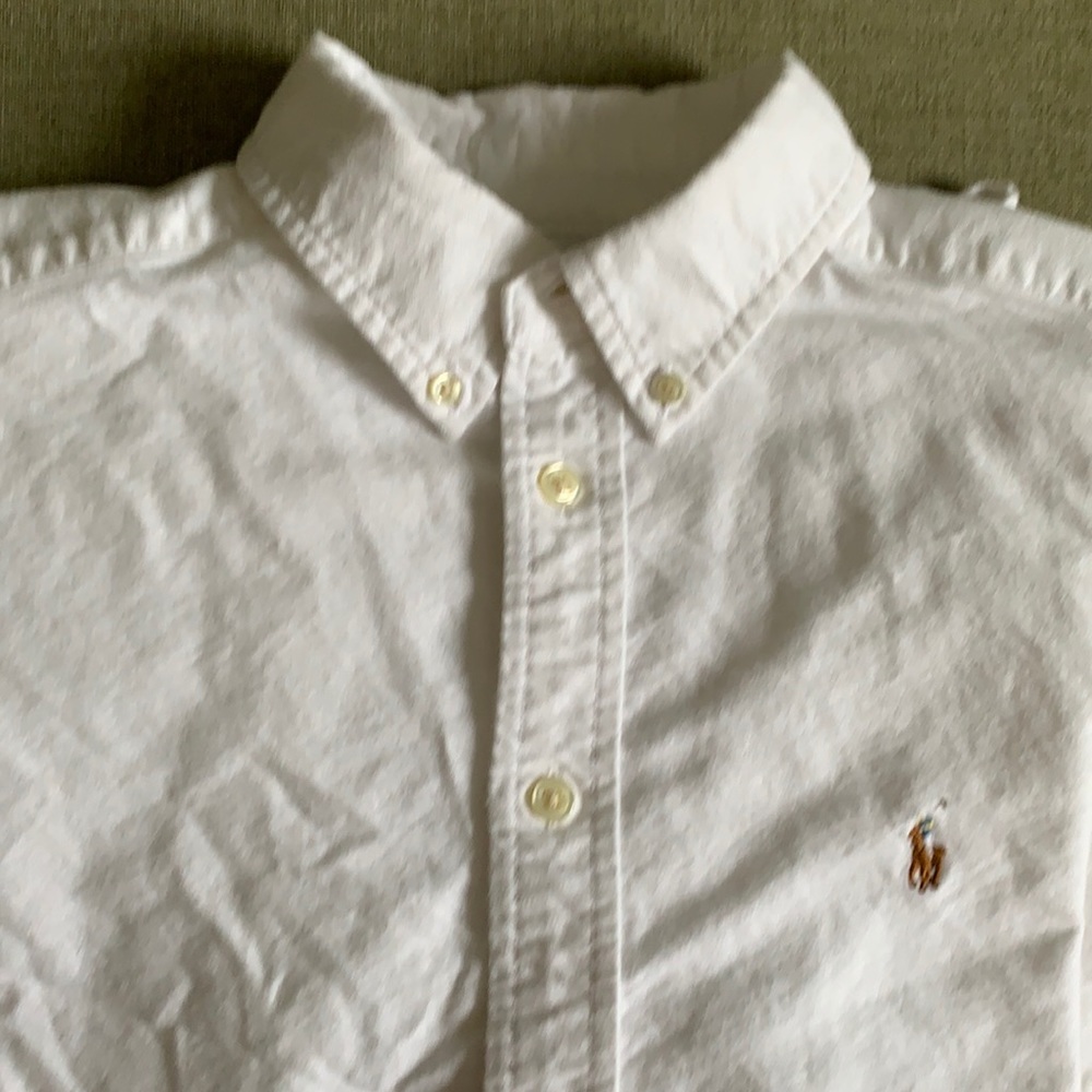 Boys large white Oxford cloth button down